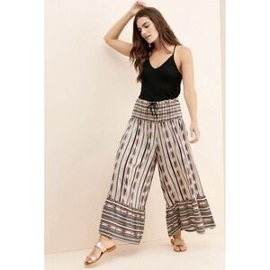 Women's Anthropologie Maeve Zamirah Smocked Wide Leg Pants S High Rise Ethnic